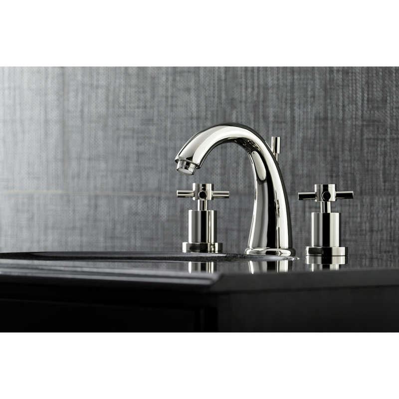 Kingston Brass Concord Two-Handle 3-Hole Deck Mount Widespread Bathroom Faucet with Brass Pop-Up Drain