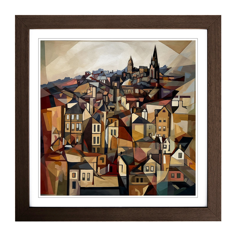 City Of Edinburgh Cubism No.3 - Framed Print, Walnut