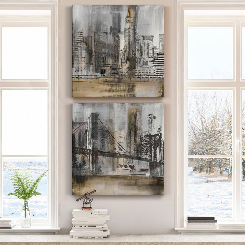 Empire Twilight - ensemble de 2 reproductions d'art sur toile tendue, H 32 po x l 64 po x P 1 po