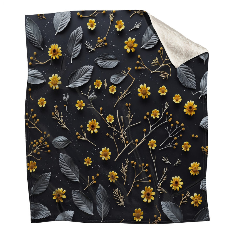 Jeté en molleton à motif floral - Jetés floraux pour canapés ou lits, 50in W x 60in H