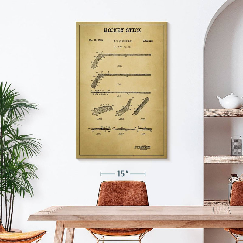 «Hockey Stick», reproduction de brevet sur toile, L 45 po x H 30 po