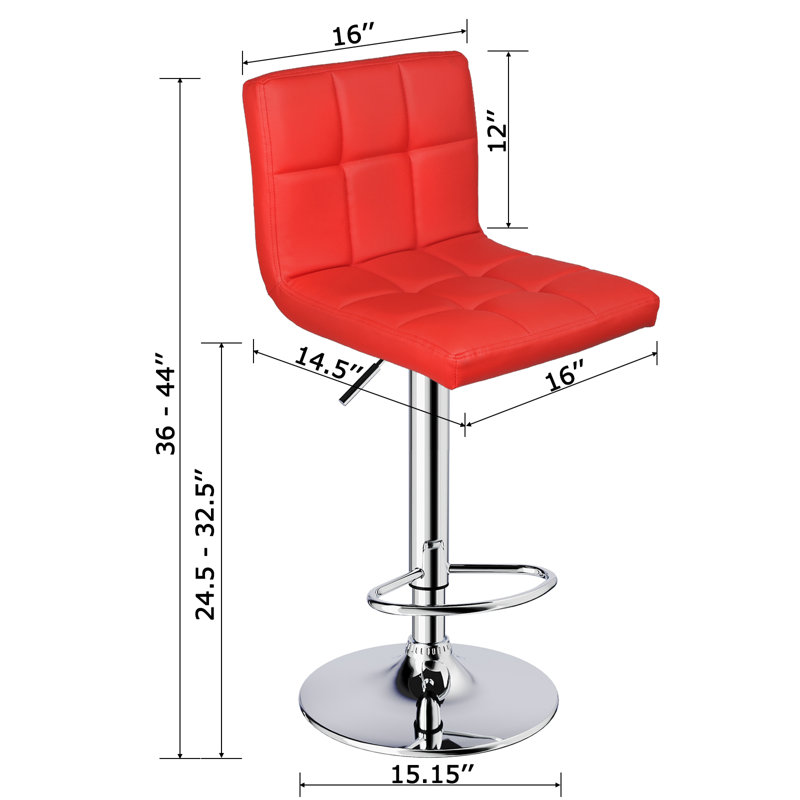 Ludmil Swivel Adjustable Height 32.5" Bar Stool, 2, Red
