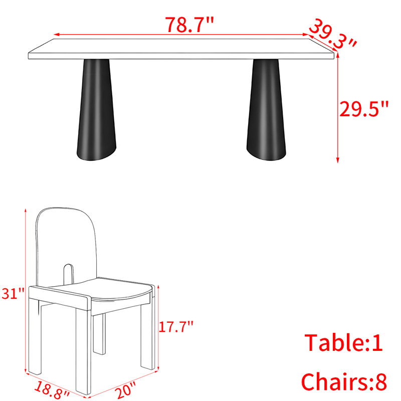 Ensemble de table de salle à manger en bois massif de style médiéval