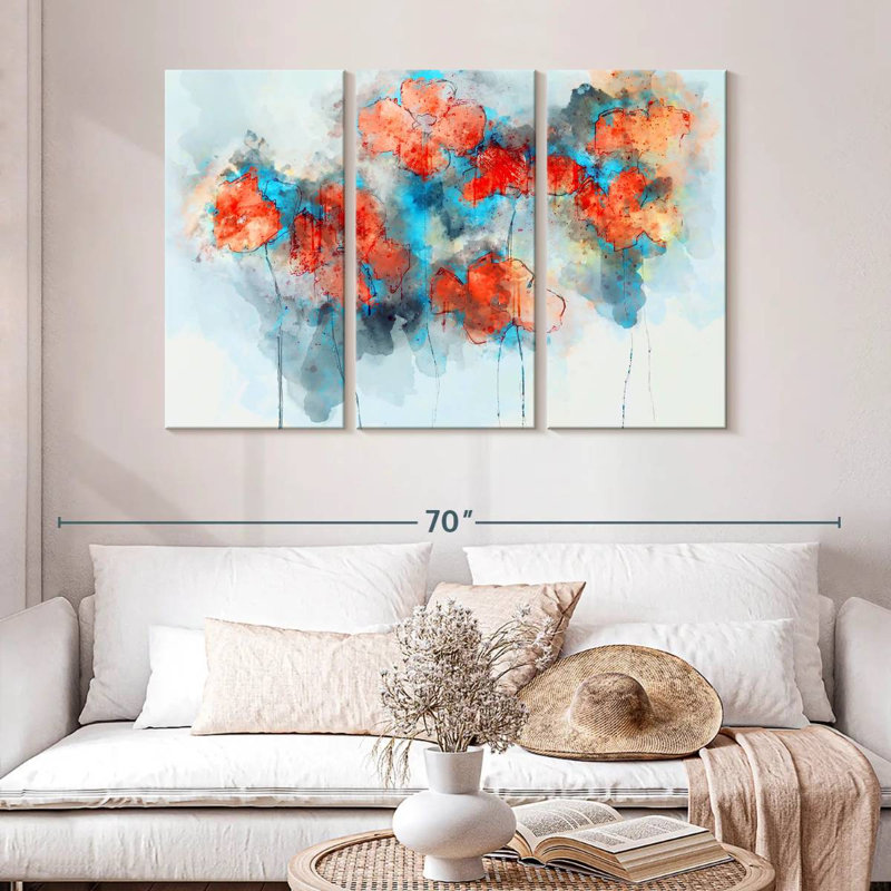 Coquelicots à motif floral abstrait Avery, H 32 po x l 50 po