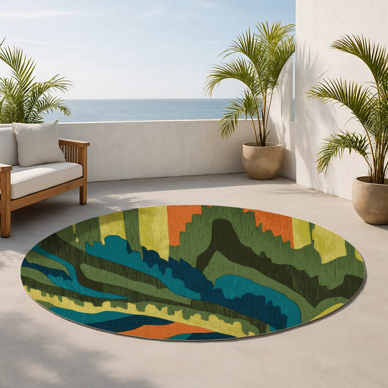 Tapis intérieur et extérieur Highland Glow, Rond 5 pi