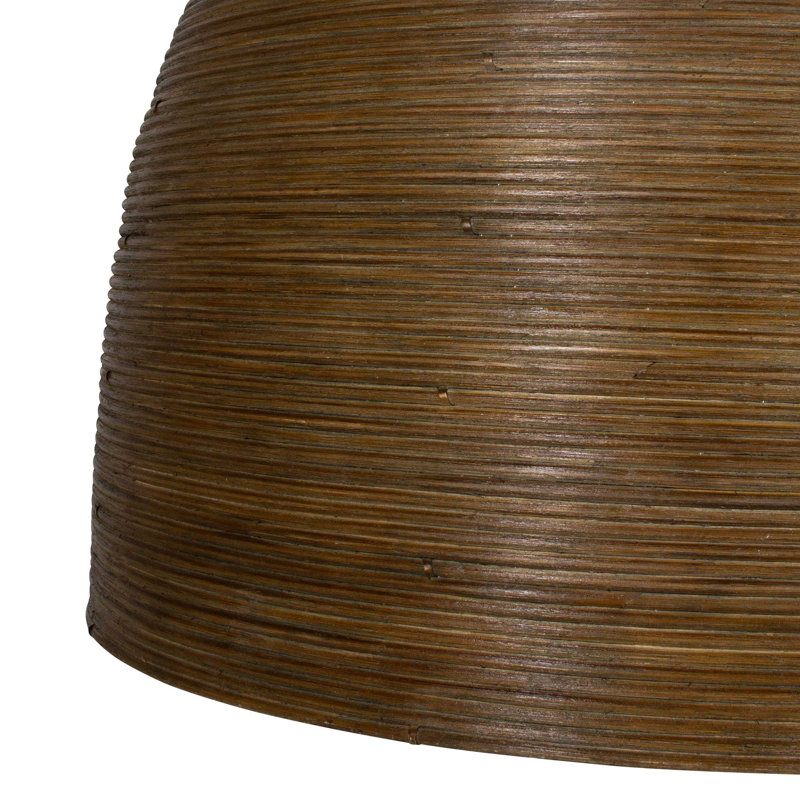 Lustre en forme de dôme à 3 lumières avec accents en bois Borchard