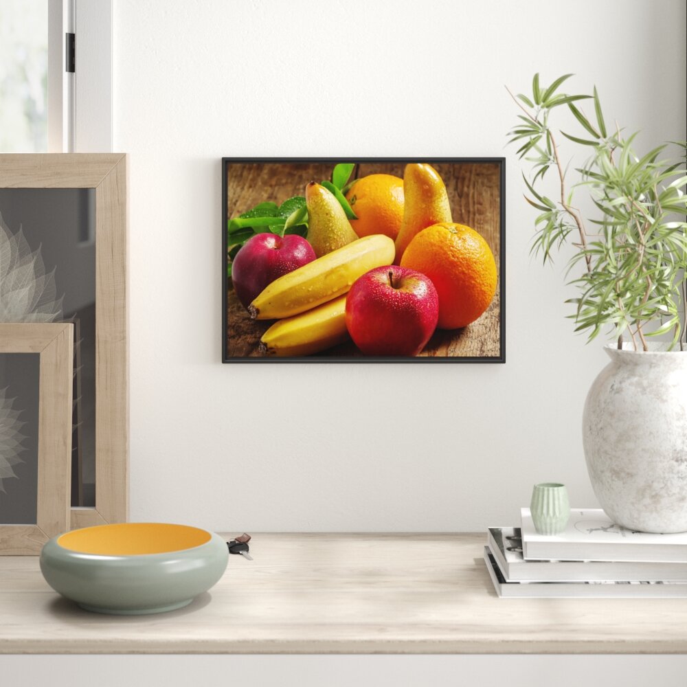 Gerahmtes Wandbild Obst Erdbeeren Kiwi Orangen