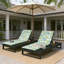 Méridienne noire en bois d'acacia avec coussin à 2 plis en feuille de noix de coco de 1,57 pouce, 4 positions réglables pour se détendre au bord de la piscine