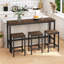 Table de salle à manger de cuisine moderne, table de pub, ensemble de table de salle à manger longue avec 3 tabourets, assemblage facile