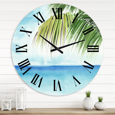 Palm Beach Resort At Dawn III - Nautical & Coastal wall clock