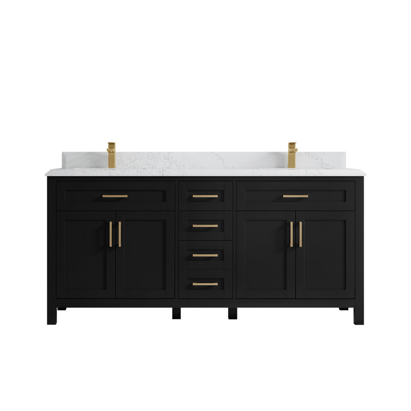 72'' Double Bathroom Vanity with Quartz Top