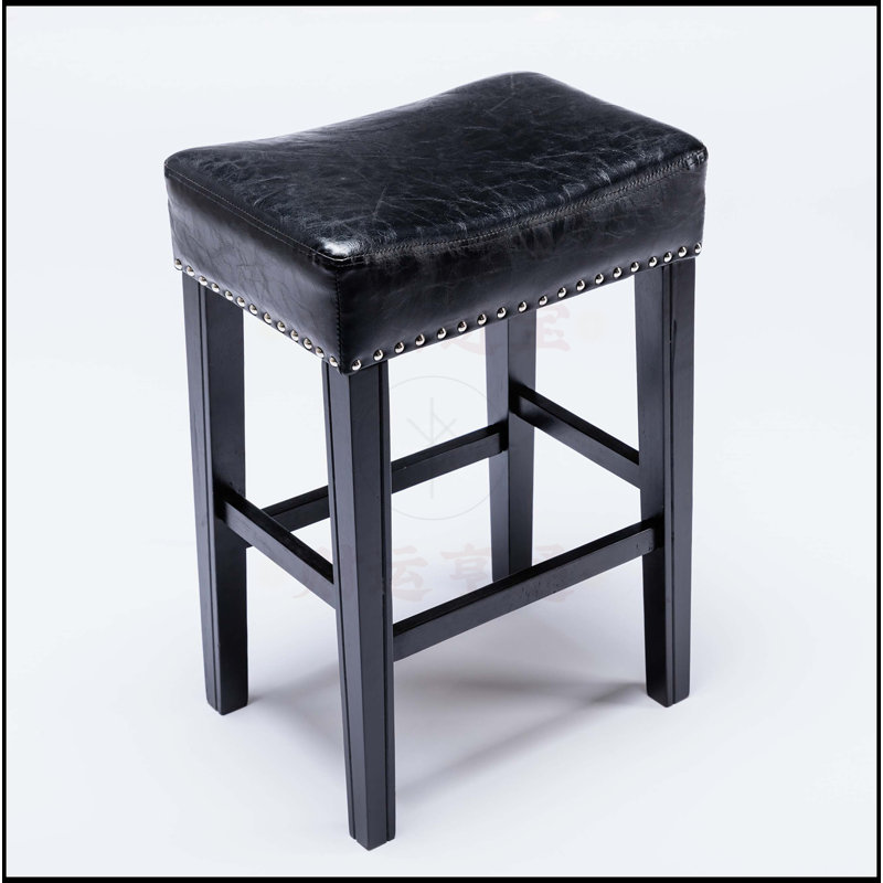 Tabouret Meyke, Siège noir / cadre noir, Tabouret de comptoir (siège d'une hauteur de 26 p