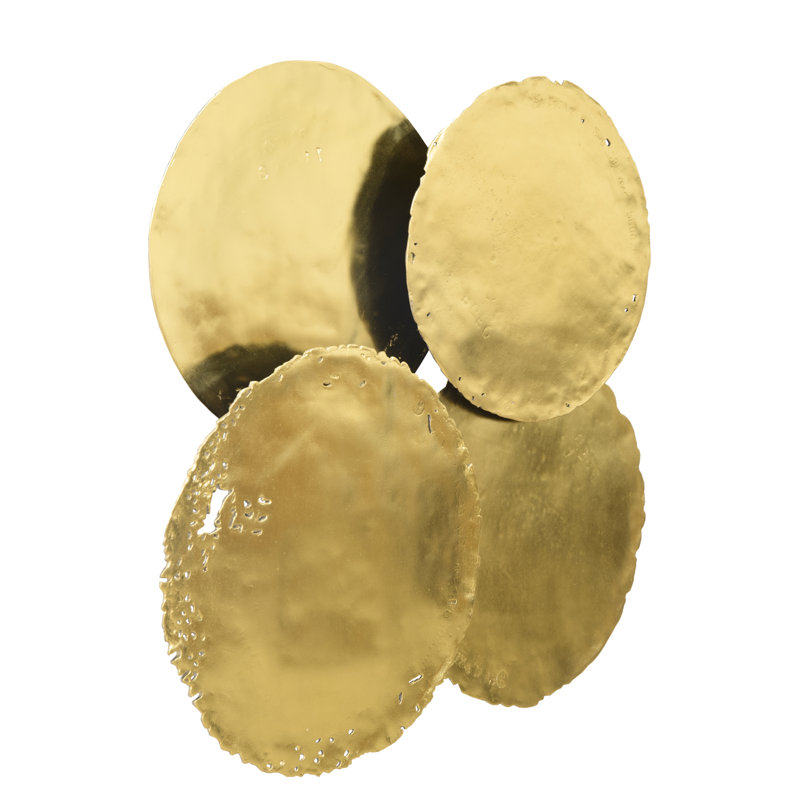 Cast Oil Drum Wall Discs, Gold Leaf, Set of 4