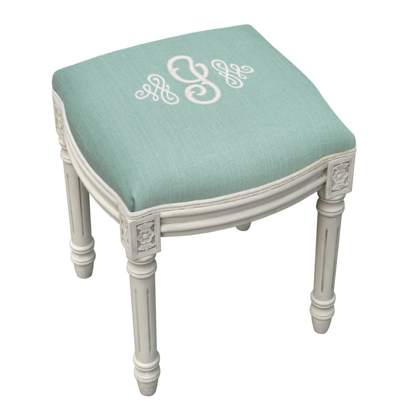Lombardi Solid Wood Accent Stool, Aqua, G