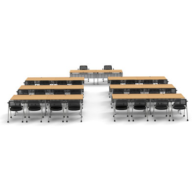 26 Person Training Meeting Seminar Tables with Modesty Panels and 26 Chairs Complete Set