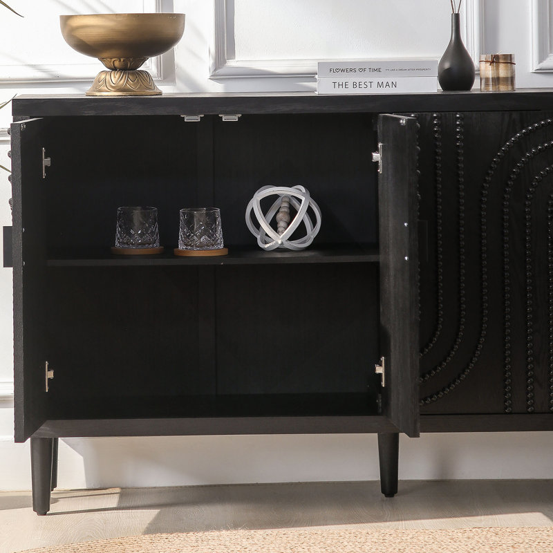 Armoire de rangement moderne 4 portes en bois noir