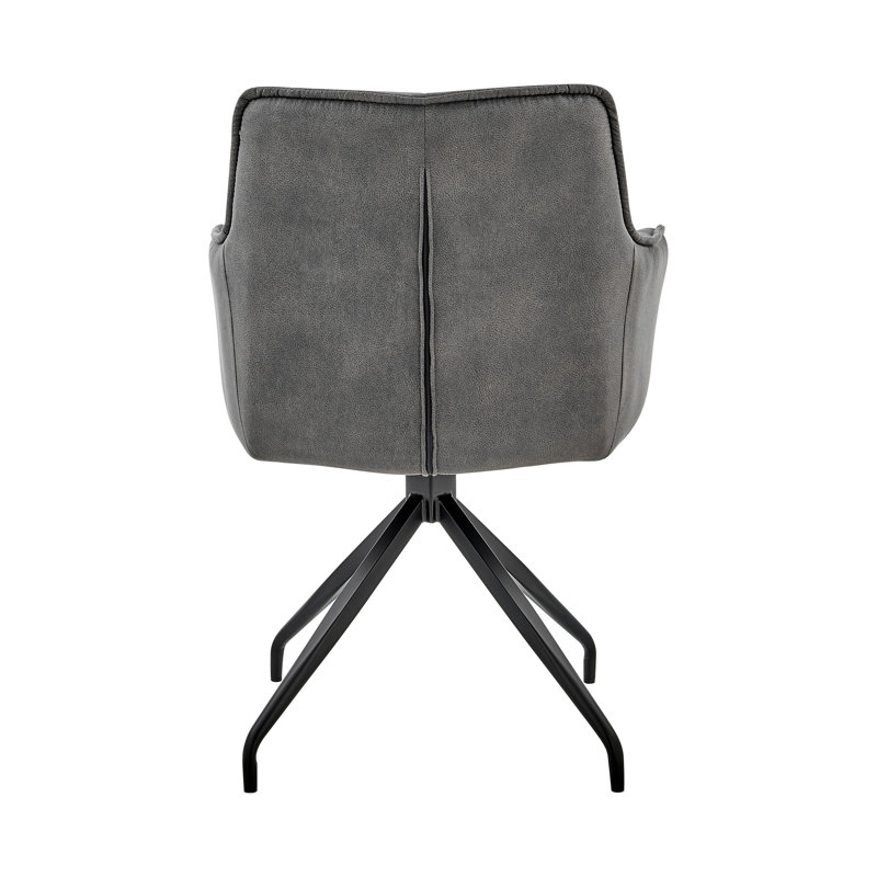 Chaise d'appoint de salle à manger Noah en tissu gris anthracite et pieds en métal noir
