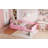 Twin Size Upholstered Platform Bed With Guardrail And Charging Station, Pink-1792366793
