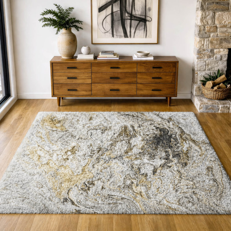 Tapis à poil long de qualité supérieure lavable à la machine ADS603, Taupe, 8' x 10'