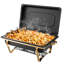 Chafing dish carré de luxe noir et or 9 QT – Chauffe-plats en acier inoxydable avec support plaqué or, idéal pour les mariages, les hôtels, les traiteurs et les événements extérieurs, ensemble de 4