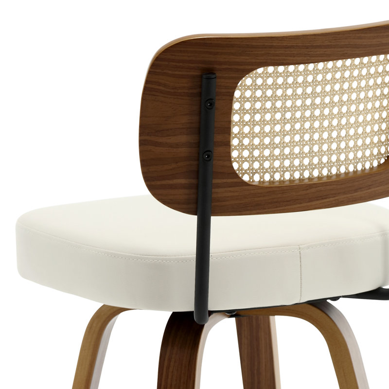 Tabouret de bar et de comptoir Julieza, Blanc, Tabouret de comptoir (siège d'une hauteur de 26 p, Brun
