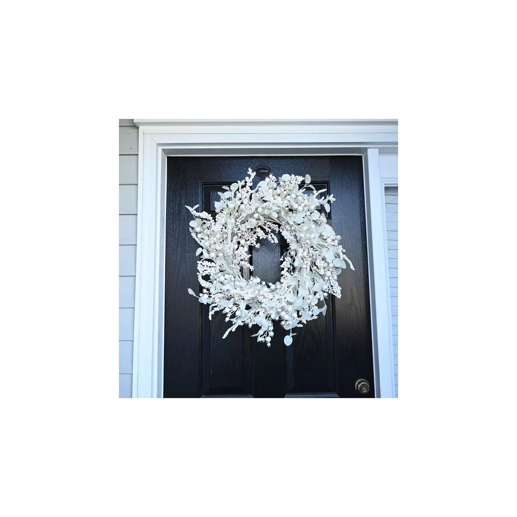 24" Artificial Farmhouse Berry Blossoms Cluster Christmas Day Winter Wreath For Front Door