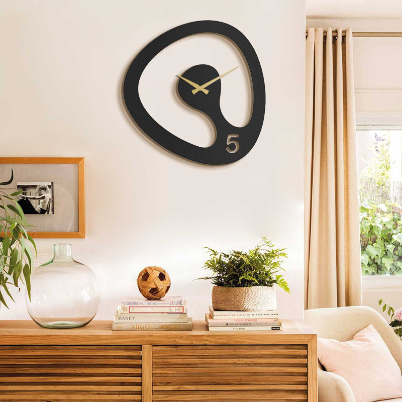 Elegant Decorative Metal Wall Clock, Black & Gold, 17.3 x 17.7 inches | 100% Steel, Thickness: 0.05 inches | Silent Mechanism for Peaceful Living Spaces, Lightweight Design (1.98 lbs), Stylish Home Decor