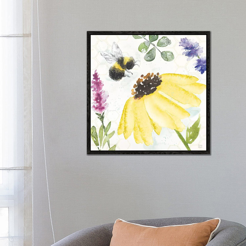 Bee Harmony III by Dina June - Painting on Canvas, Black Framed, 66.04 cm H x 66.04 cm W