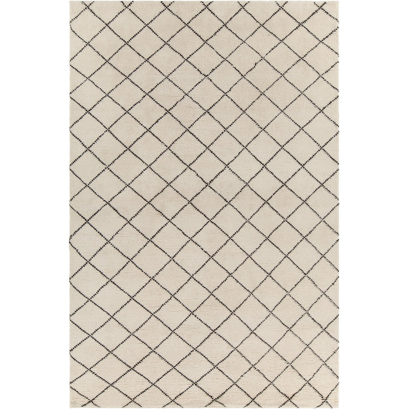 Gaia Wool Geometric Area Rug in Cream, Rectangle 5' x 7'6"