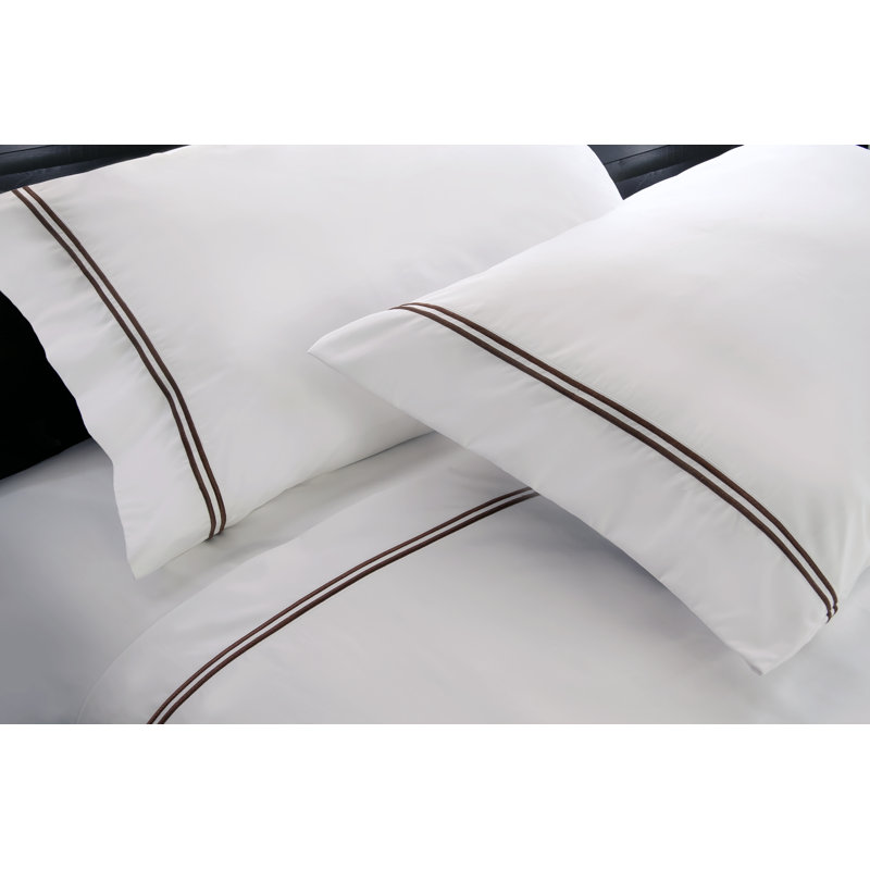 Chocolate Embroidered Cotton Blend Full Sheet Set