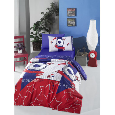 100% Cotton Ranforce Quilt Cover Set, Red & Purple, 63 x 87 Duvet Cover & 63 x 94 Flat Sheet, 20 x 28 Pillowcase | 145 Thread Count, Button Closure, Machine Washable, Elegant Bedding Set for Cozy Bedrooms