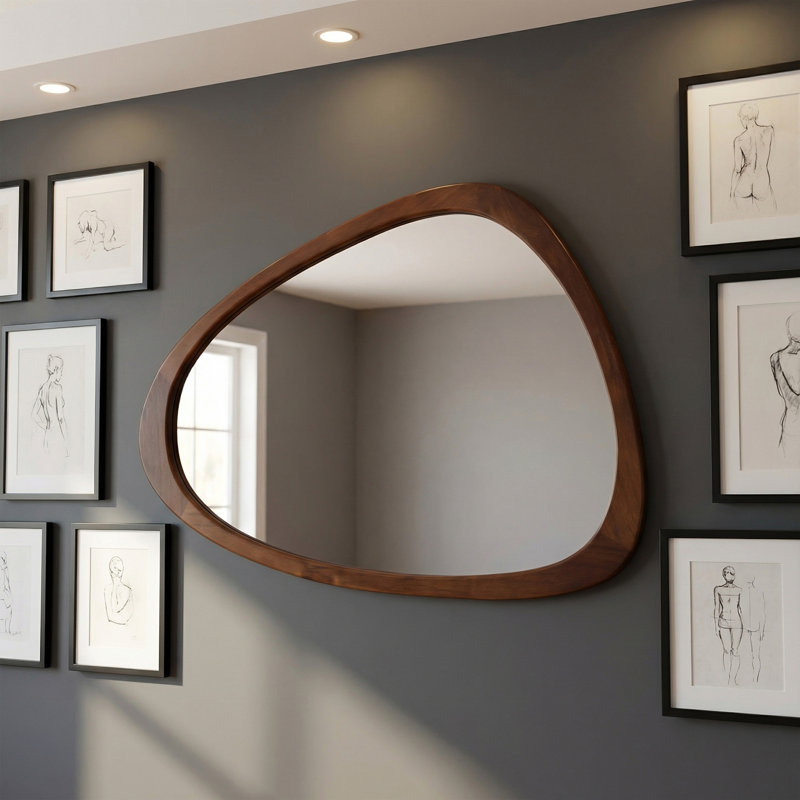 Miroir décoratif en bois massif, 36 po x 24 po, Noyer