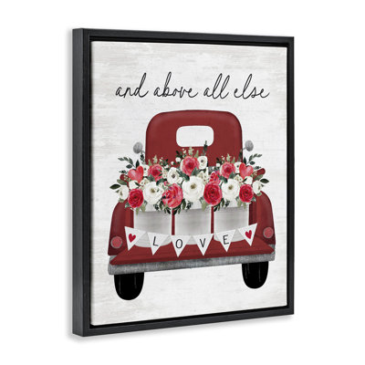 «Love Above All Else», art mural encadré sur toile flottante par lettré et doublé