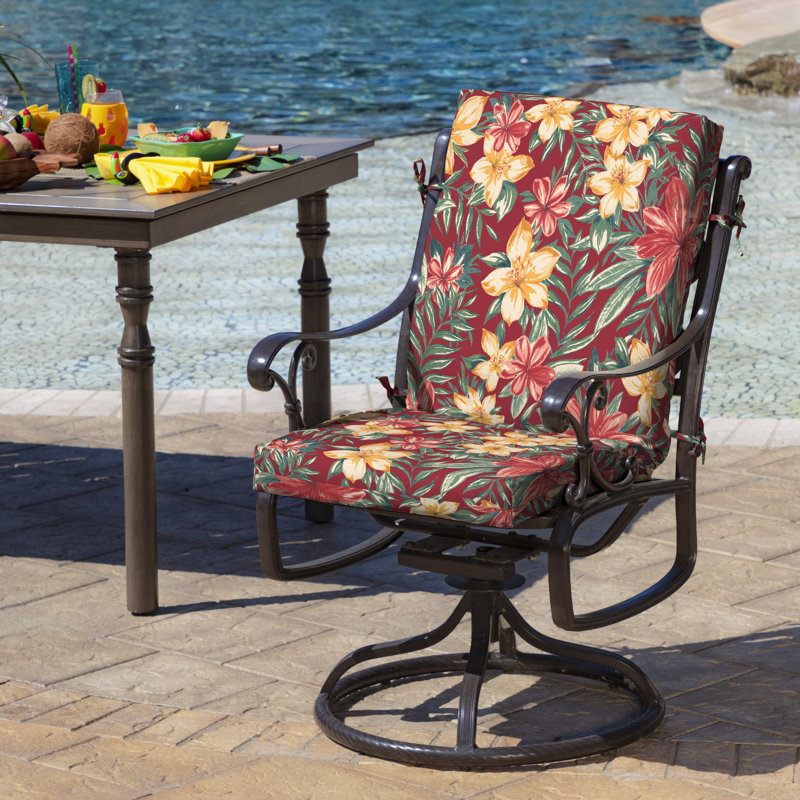 ARDEN Outdoor Dining Chair 3.5" Cushion, 3.5" H x 16.5" W x 18" D, Ruby Clarissa