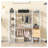 Armoire ouverte avec rails suspendus, tablettes et tiroirs, blanc