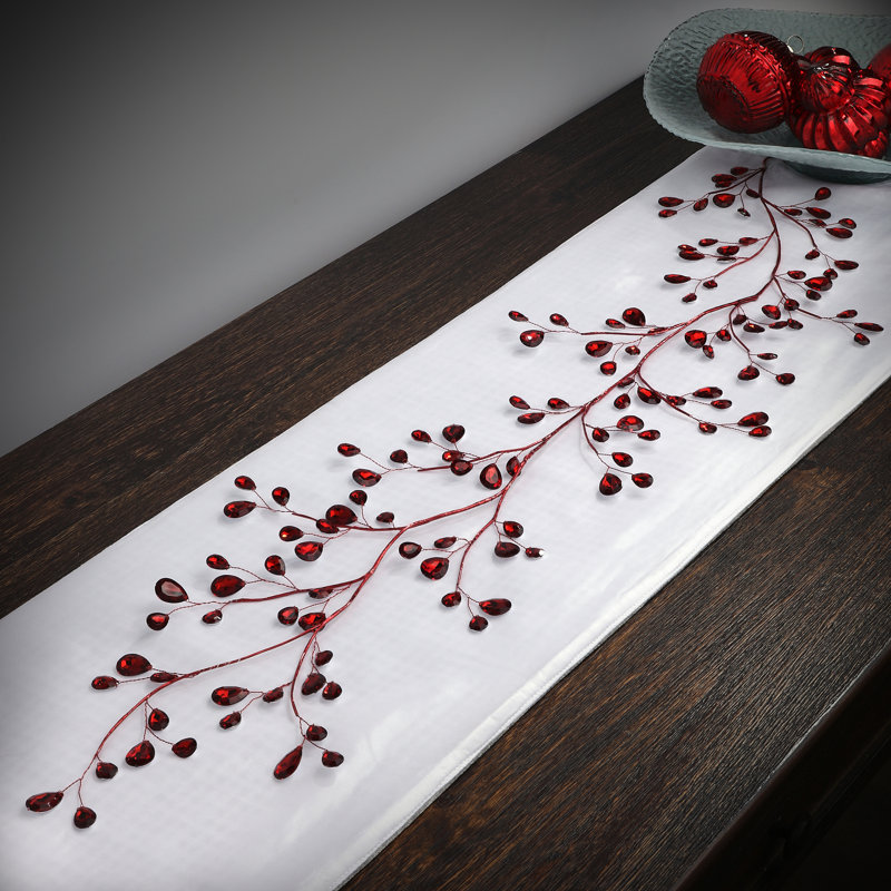 48" Red Metal and Faux Jewel Garland