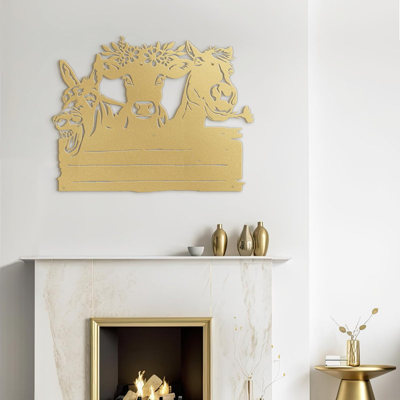 Décoration murale en métal, H 24 po x l 36 po x P 0,05 po, Or