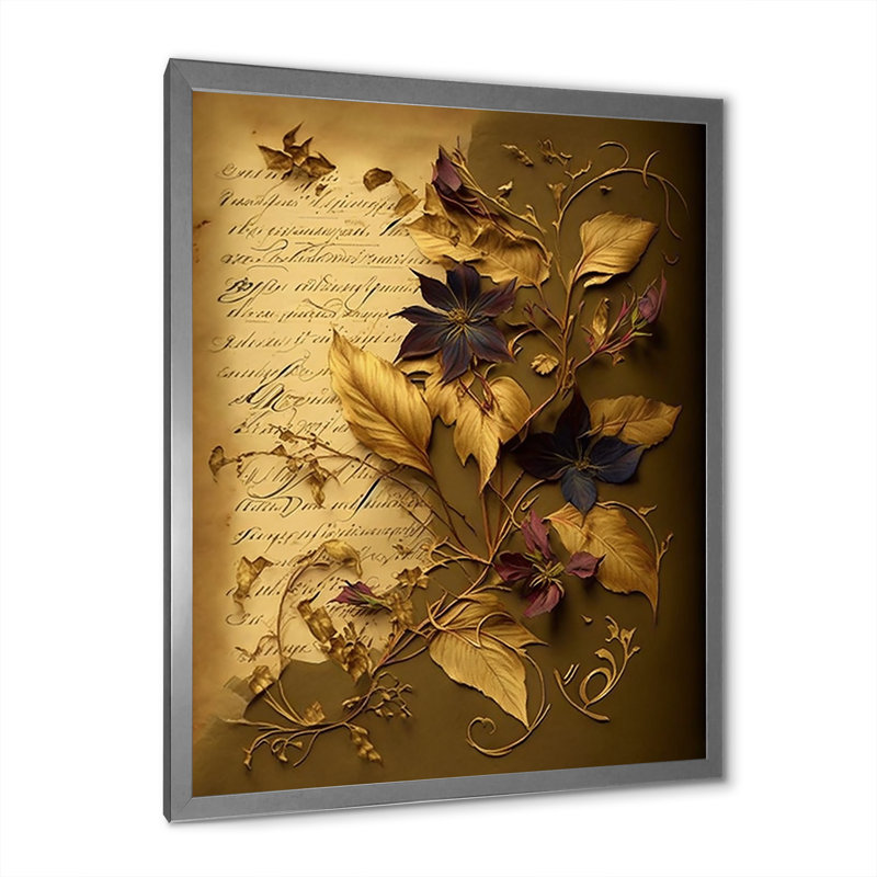 Fleurs séchées rétro sur toile encadrée, Cadre photo argenté, H 32 po x l 24 po x P 1 po