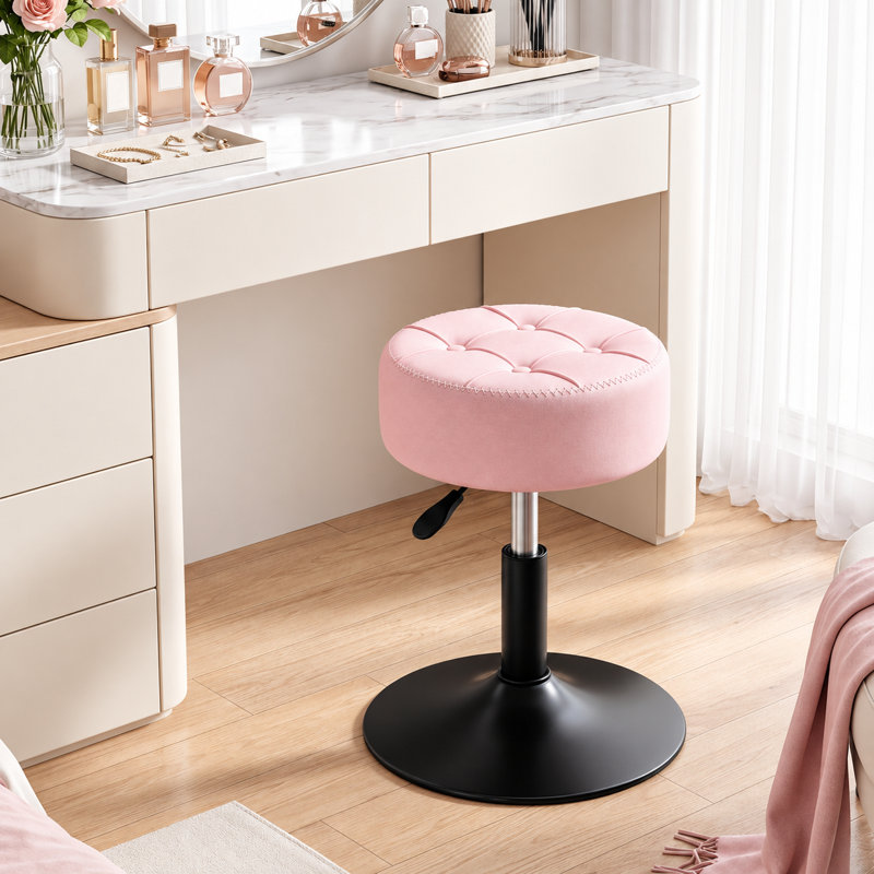 Metal Accent Stool, Pink, PU Leather