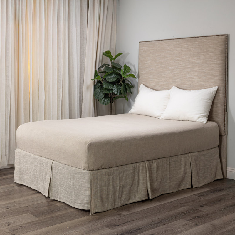 Housse de sommier tapissier WRAPWELL, lin, naturel, simple X long, Simple TG, Naturel