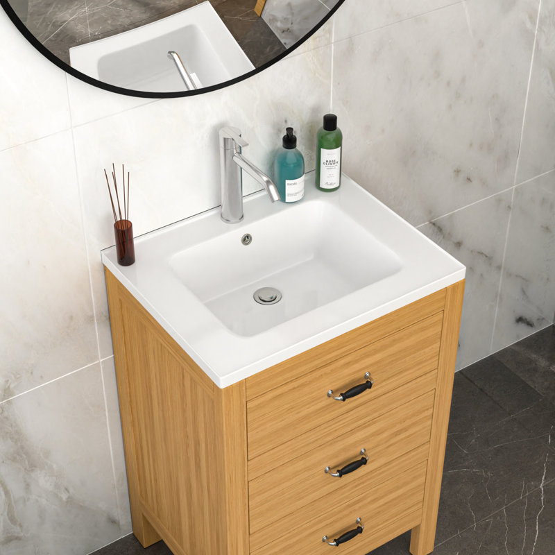 Plateau de meuble-lavabo simple blanc 23,63 "x 18,63" avec 1 trou de robinet et trop-plein (lavabo seulement)