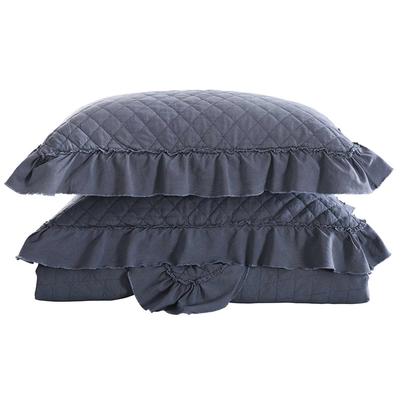 Ensemble de courtepointe en microfibre 3 pièces South Loop, Bleu foncé, Courtepointe très grand + 2 couvre-oreillers stan