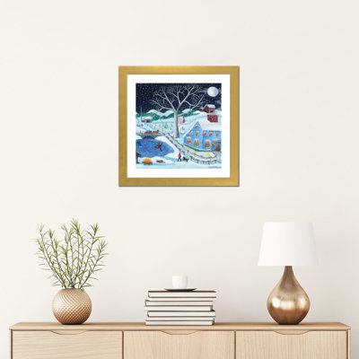 Impression d’art graphique, "Ice skating’par Old Farm par Cheryl Bartley