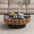 35.4''Round Faux Marble Mid Century Black and Brown Coffee Table for Living Room