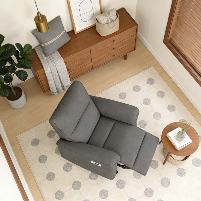 Fauteuil inclinable électrique Wall Wall, Snowflake Velvet Fabric, Gris foncé