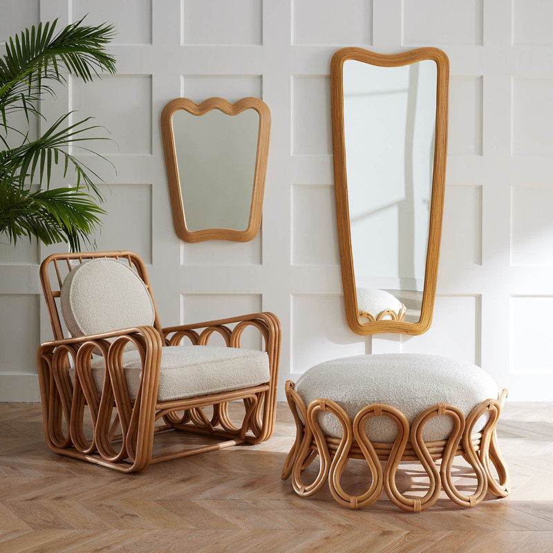Riviera Ripple Brown Full Length Rectangular Mirror