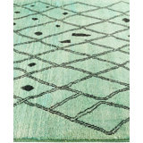 Overdyed Hand-Knotted Wool Modern-Contemporary Green Area Rug 5' 0" x 7' 7"