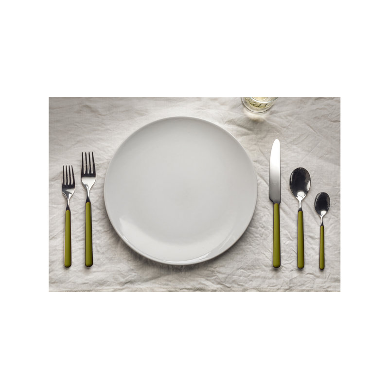 Ensemble de couverts Fantasia avec fourchettes à gâteaux - 30 pièces - Vert olive, Vert olive