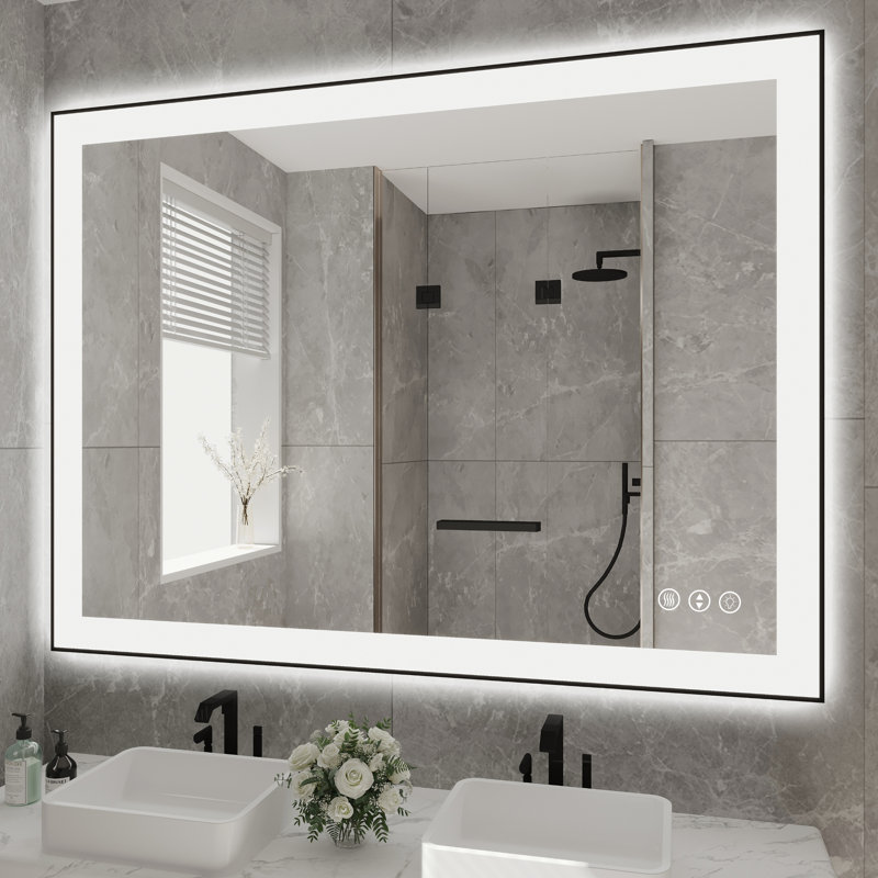 Dokes Black Framed  LED  Bathroom Vanity Mirror passed ETL, 36" x 48"