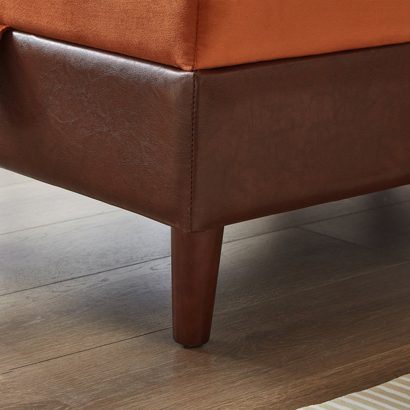 Chaise longue avec rangement dissimulé, Orange / Brun foncé